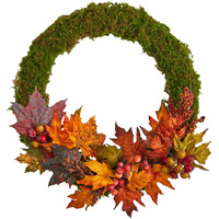 20 Fall Maple Leaf And Berries Artificial Autumn Wreath