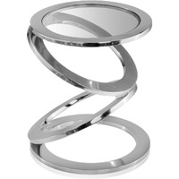 Silver Rings Metal Frame And Glass Top Accent Table