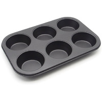 Hytk Muffin Pan 6 Cup Cupcake Baking Pan No Stick Carbon Steel Easy Clean