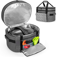 Yarwo Slow Cooker Travel Bag With Bottom Board Compatible With Crock-Pot And Hamilton Beach 6-8 Quart Oval Slow Cooker, Double Layers Slow Cooker Carrier, Gray With Arrow (Bag Only, Patent Pending)