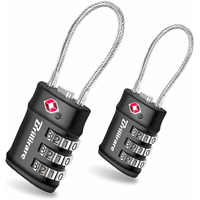 2 Pack Tsa Approved Luggage Locks, Combination Travel Cable Lock, 3-Digit Waterproof Padlock, Zinc Alloy Outdoor Keyless Resettable Lock For Travel, Lockers, Bags, Backpack, Gym, Gate-By Brillirare