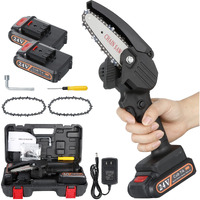 Mini Chainsaw Cordless 4-Inch Battery Powered Electric Chainsaw With 2 Batteres And Chain Portable Handheld Small Chainsaw One-Hand Pruning Chain Saw For Branch Wood Cutting Tree Logging Trimming