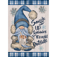 Covido Home Decorative Snuggle Up Gnomies It's Cold Outside Winter Garden Flag, Blue Gnome Yard Outside Decorations, Snowflakes Farmhouse Outdoor Small Decor Double Sided 12X18