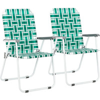 Vingli Patio Lawn Webbed Folding Chairs Set Of 4, Outdoor Beach Chair Portable Dining Chair For Ir For Outdoor Yard, Garden(Green, Classic)