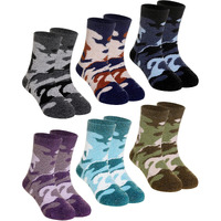 Children's Winter Warm Wool Solid Color Socks Kids Boy Girls Thermal Crew Socks 6 Pairs (6 Pairs Camouflage, 8-12 Years)