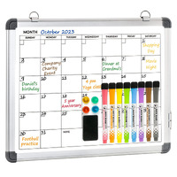 Lucycaz Dry Erase Board - 6 Weeks Whiteboard Calendar For Wall, 16"" X 12"" Magnetic Monthly Dry Erase Board, Hanging Double-Sided White Board, Portable Board For Home, School, Office, Kitchen