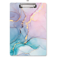 Waveyu Cute Hardboard Office Clipboard, Clipboard With Low Profile Clip Designed For Students Classroom School And Office Use, Colorful Marble(12.5""X9"")
