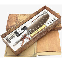 Schowe Antique Feather Quill Pen And Ink Set Vintage Fountain Dip Pens For Writing (Turkey)