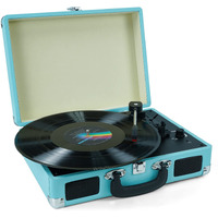 Vinyl Record Player, 3 Speeds Suitcase Portable Record Player With Built-In Speakers, Vintage Belt Driven Turntable With Rca Output/Headphone/Aux In Jack/45 Adapter Blue