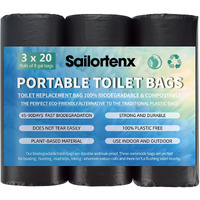 Sailortenx 60 Portable Toilet Bags 100% Compostable 8 Gallon Camping Toilet Bags Use With 5 Gallon Bucket Toilet Waste Bags, Disposable Biodegradable Camping Poop Bags For Outdoor Camping Potty Bags
