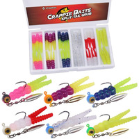 Crappie Jigs And Lures Kit -135 & 40 Piece Set With Plastics, Jig Heads, Split-Tail Grub Baits - Perfect For Crappie Fishing, Panfish Lures