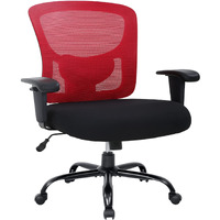 Hcy Big & Tall Office Chair, Desk Chair 400 Lbs Computer Mesh Chair For Heavy People Height Adjustable Rolling Desk Chair With Ergonomic Lumbar Support For Home, Office (Red)