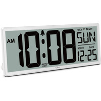 Wallarge 14.5'' Large Digital Wall Clock Battery Operated With Jumbo Numbers, Temperature And Date - Easy To Read And Set, Auto Dst
