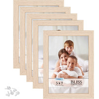 Icona Bay 5X7 Picture Frames (Light Oak, 5 Pack), Modern Style Wood Composite Frames Table Top Or Wall Mount, Bliss Collection