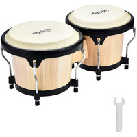 Lesage Bongos Drum For Kids Adults Beginner Bongos Starter Bongos 6 In And 7 In Natural Wood Bongo Set Real Skin Drum Head With Tuning Key Child Bongos