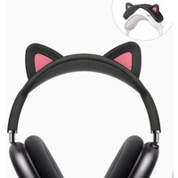 Wqnide Headband Cover For Airpods Max, Cute Cat Ears Design Soft Silicone Headphone Headband Protectors/Comfort Cushion/Top Pad Protector Sleeve Compatible With Apple Airpods Max (Black)