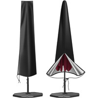 Okpow Umbrella Cover 420D Oxford Fabric Patio Umbrella Covers Waterproof With Zip, For 9Ft To 12Ft Garden Outdoor Umbrella (Black)