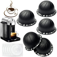 5Pcs Reusable Vertuo Pods Refillable Coffee Capsules Vertuo Capsule For Vertuoline Refill Vertuoline Pod Compatible With Nespresso Vertuo 150/230 Ml With 5Pcs Aluminum Foil Lids (5Pcs Black (230 Ml))