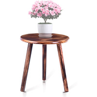 Plant Stand Indoor Plants Table Wood Stool -Wooden Tall Planter Stand 12 Inch Small Round Table Plant Stand,Mid Century Plant Stand Tall Plant Holder For Flower Pots (Natural Carbonized Wood Brown)