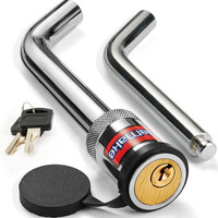 Trailer Hitch Lock - Hitch Pin Lock 1/2"" And 5/8"", Heavy Duty Brass Core Locking Mechanism, 3'' & 3-1/2"" Extra Long Effective Length For Class I - V Hitch (Tow Receivers 1-1/4