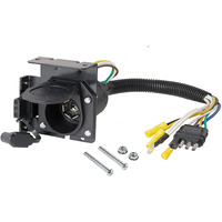 Oyviny 4-Way Flat To 7-Way Round Blade And 4 Way Trailer Wiring Harness Adapter Vehicle-Side 4 Pin To Trailer-Side 7 Pin And 4 Pin Dual-Output Connector With Mounting Bracket For Truck Rv(Black)