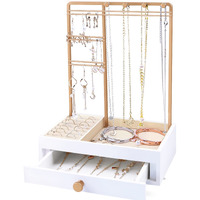 Teamkio Jewelry Stand Tree With Large White Storage Box, Tabletop Jewelry Organizer Display Tree For Necklace, Rings, Bracelets, Watches