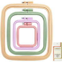 Lamxd 4 Pieces Embroidery Hoop Rectangle Square Embroidery Frame Cross Stitch Hoop Sewing Tool For Art Craft Handy Sewing (Multicolor),With Gold Eye Embroidery Needles