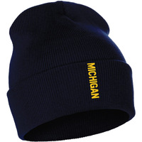 Daxton Vertical Usa Cities Cuffed Beanie Winter Knit Hat Skully Cap, Michigan Navy Gold