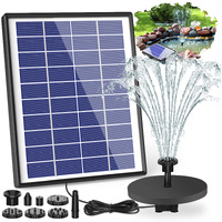 Aisitin 6.5W Solar Fountain Pump Built-In 1500Mah Battery, Solar Bird Bath Fountain With 6 Nozzles, Solar Floating Water Fountain Pump For Bird Bath, Fish Tank, Pond, Garden And Outdoor