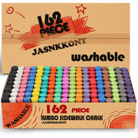162 Pack 18 Colors Washable Sidewalk Chalk Set, Non-Toxic Jumbo Chalk For Outdoor Art Play, Paint On Playground, School Classroom Chalkboard, Office Blackboard, Outside Toys Gift For Kid And Adult