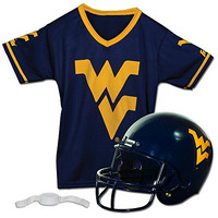 Franklin Sports West Virginia Mountaineers Kids College Football Uniform Set - Ncaa Youth Football Uniform Costume - Helmet, Jersey, Chinstrap - Youth M