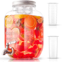 Joyjolt 1-Gallon Drink Dispenser. Glass Beverage Dispenser With Spigot Plus Ice Cylinder And Fruit Infuser! Water Dispenser, Lemonade Stand, Punch Bowl, Juice Container - Drink Dispensers For Parties