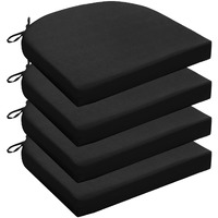 Wellsin Outdoor Chair Cushions For Patio Furniture - Patio Chair Cushions Set Of 4 - Waterproof Round Corner Outdoor Seat Cushions 17""X16""X2"", Black