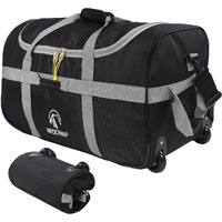 Redcamp 85L Foldable Duffle Bag With Wheels 26"", 1680D Oxford Collapsible Large Duffel Bag With Rollers For Camping Travel Gear, Grey