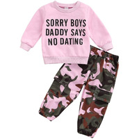 Fernvia Toddler Girls Clothes 2T 3T 4T 5T Fall Outfits Baby Pullover Sweatshirt & Camouflage Pants Set Kids Winter Sweatsuit