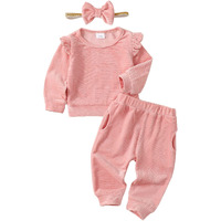 Mioglrie Infant Baby Girl Clothes Top Pants Outfits Set Ruffle Baby Girl Outfits Baby Girls' Clothing Baby Pink 6 To 12 Months Baby Girl Clothes