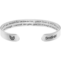 Joycuff In Memory Of Gifts For Loss Of Brother Memorial Jewelry Sympathy Bracelet Secret Message Engraved Grief Bereavement Gifts For Women