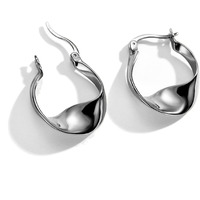 Sterling Silver Hoop Earrings For Women,14K White Gold Earrings Hypoallergenic Chunky Huggie Silver Hoops Small Fashion Dainty Earring