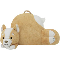 Soft Landing | Nesting Nooks | Soft And Cuddly Portable Back Rest And Reading Pillow With Storage Pocket - Corgi , Tan 15 X 23 X 14 Inches