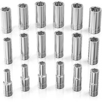 Olsa Tools Metric Socket Set (18Pc) | 1/2-Inch Drive | 6-Point Deep Socket Set | Metric Sizes From 10 Mm To 27 Mm | Mechanic Metric Socket Sets | Long Chrome Sockets | Professional Grade