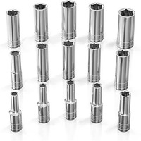 Olsa Tools Metric Socket Set (15Pc) | 3/8-Inch Drive | 6-Point Deep Socket Set | Metric Sizes From 6 Mm To 20 Mm | Mechanic Metric Socket Sets | Long Chrome Sockets | Professional Grade