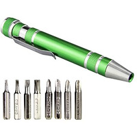 Swatom 8 In 1 Mini Screwdriver Set Small Screwdrivers Pen Magnetic Repair Tools Edc Compact Gadgets Computer Eyeglasses Home Improvement (Green)