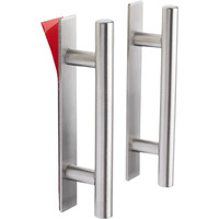 Adherion Adhesive Cabinet Door Handles 5"" | 4 Pack | No Drilling | Stick On | For Drawers Doors Wardrobes Windows | 3M Adhesive | Brushed Nickel | All Metal |