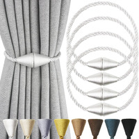 Nieffeiy 4 Pack Magnetic Curtain Tiebacks Rope Modern Handmade Curtain Tie Backs Decorative Drapes Weave Holdbacks For Window D