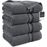 Lane Linen Bath Sheets Towels For Adults- 100% Cotton Extra Large Bath Towels, 4 Piece Bath Sheet Set, Quick Dry, Absorbent Bath Towels For Bathroom Set, Hotel Spa Quality, 35 X 66 Inch - Space Grey