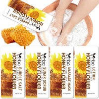 Foot Soak, Pedicure Spa Foot Bath Soak With Foot Soak Salt Scrub Lotion 4 In 1 Spa Pedicure Soak Set For Dry Cracked Feet, Moisturizing Foot Soak Spa Kit Honey Flower