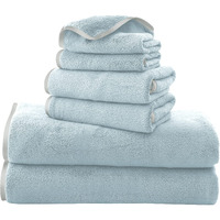 Tenstars Luxury Silk Hemming Towel Set - Light Thin Quick Drying - 2 Bath Towels 2 Hand Towels 2 Washcloths - Ultra Soft Microfiber Towel For Bath Fitness, Sports, Yoga, Travel (Light Teal, 6 Pieces)