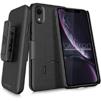 Beltron Case With Belt Clip For Iphone Xr, Slim Protective Belt Clip Slider Case (Shell/Holster Combo) With Built-In Kickstand - (Black)