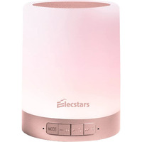 Elecstars Touch Bedside Lamp - With Bluetooth Speaker, Dimmable Color Night Light, Outdoor Table Lamp With Smart Touch Control, Best Gift For Men Women Teens Kids Children Sleeping Aid(Rose Gold)