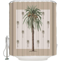 Zoe Garden Shower Curtain Set With Hook 72"" X 72"", Tropical Plants In Summer Beach Palm Trees | Bathroom Decor Waterproof Polyester Fabric Bathroom Accessories Bath Curtain